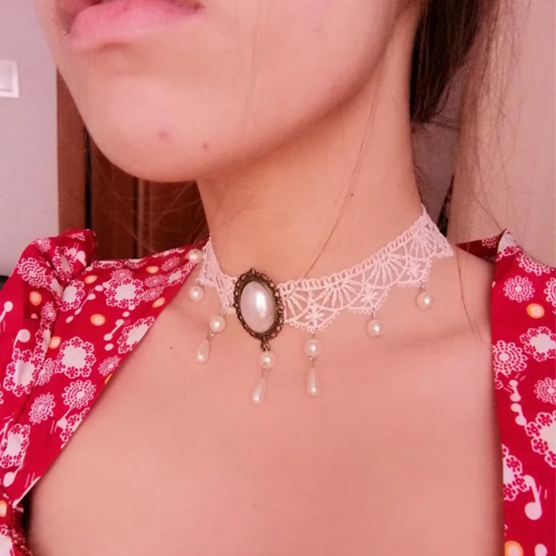 collares mujer cortos white Velvet Choker Necklace for Women Statement