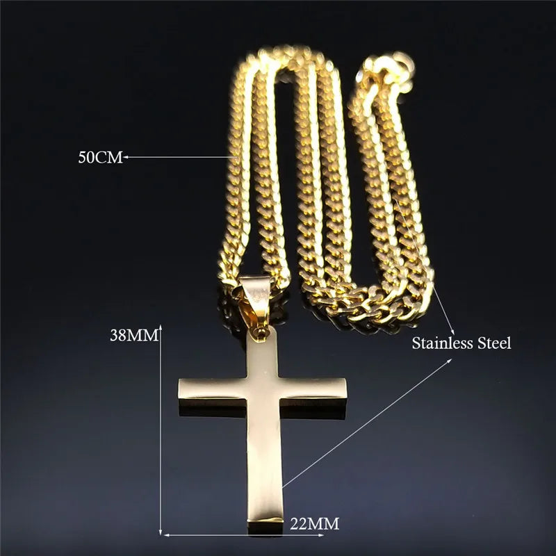 Christian Hip Hop Stainless Steel Jesus Cross Chain Necklace for Women