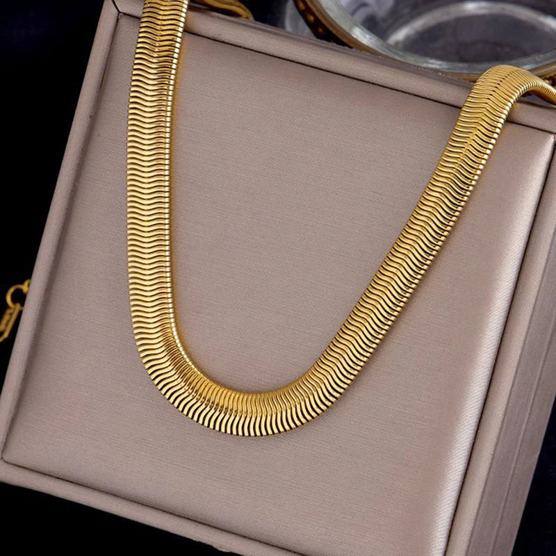 XIYANIKE 316L Stainless Steel Thick Snake Bone Necklace For Women Punk