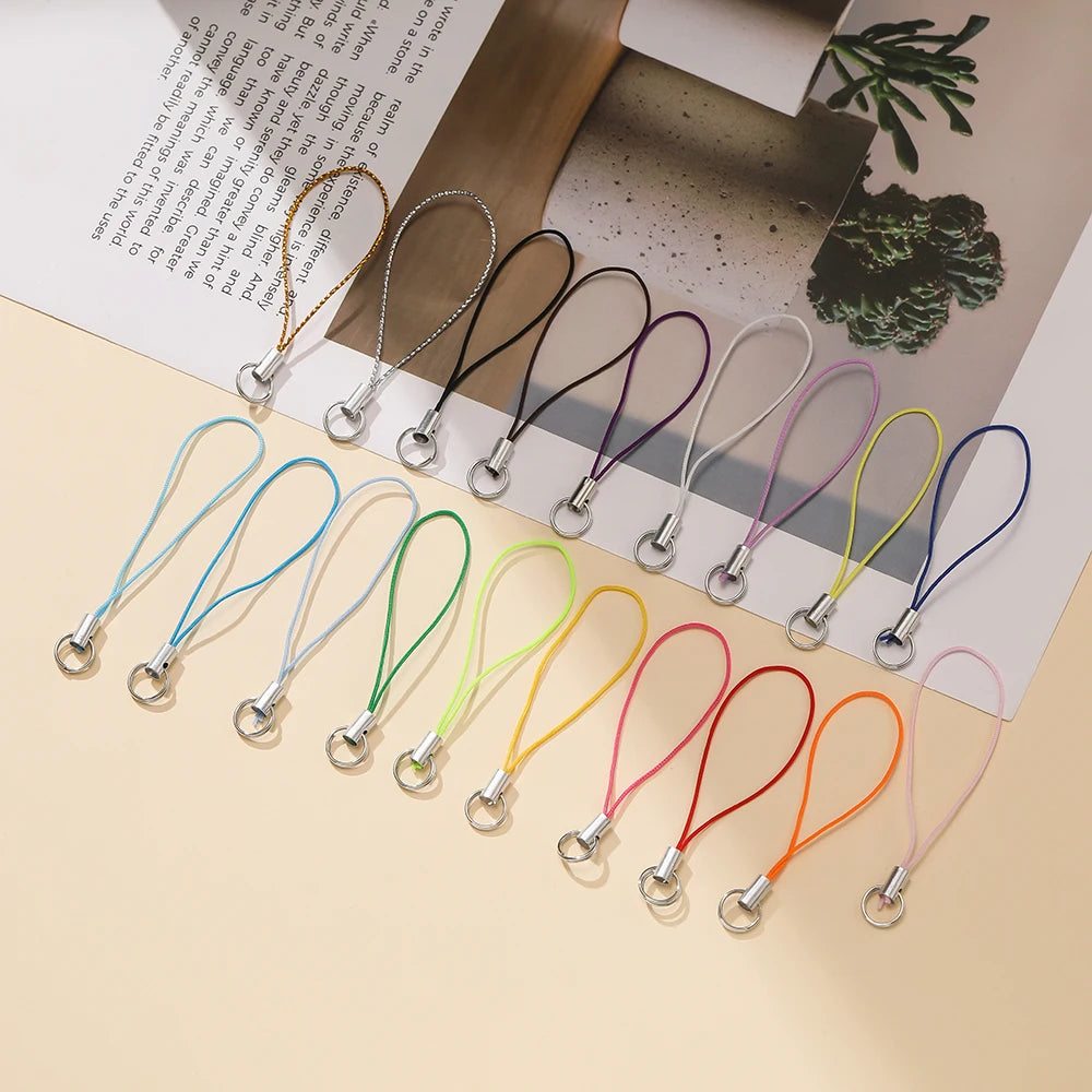 20/50Pcs Polyester Cord with Double Jump Ring Lanyard Rope for