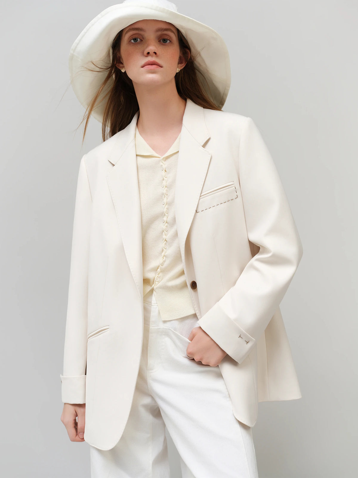 FSLE【Premium Series】Women's Relaxed Fit Blazer Loose Suit Jacket Skirt