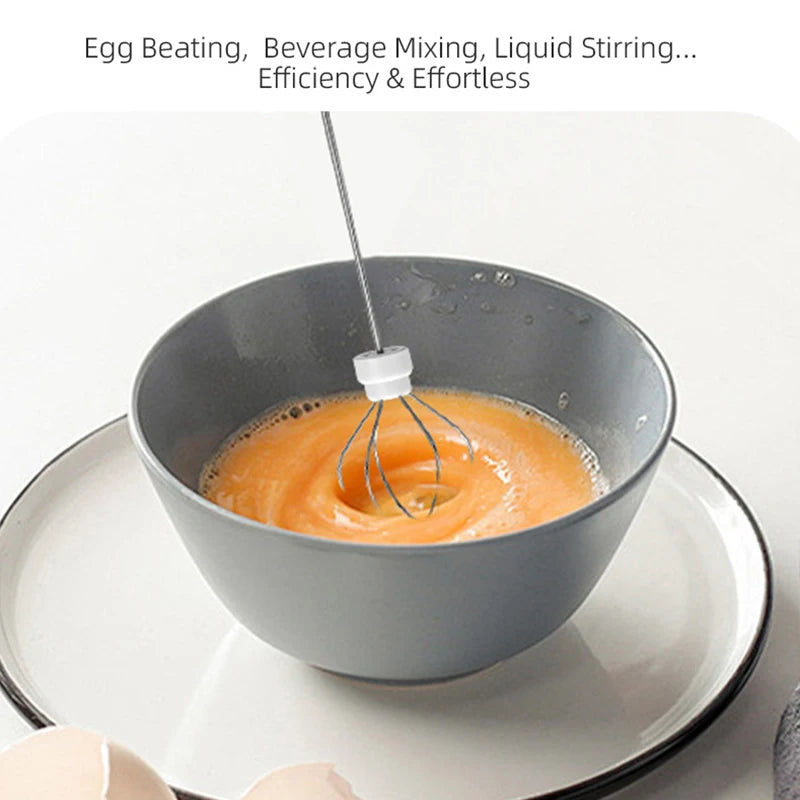 2 In 1 Electric Milk Frother + Egg Beater Wireless Type-C Charging 3