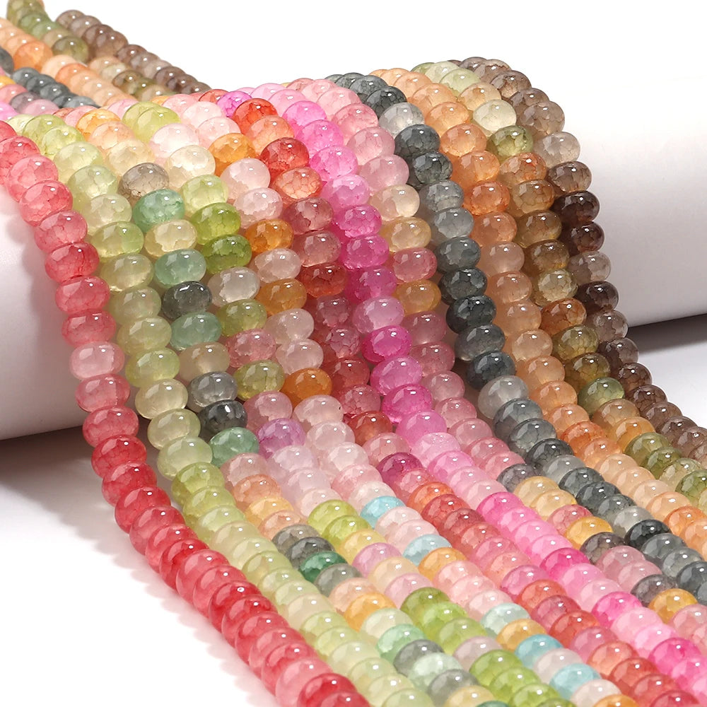 1 String 5x8mm Glass Beads Colorful Abacus Flat Round Loose Beads For