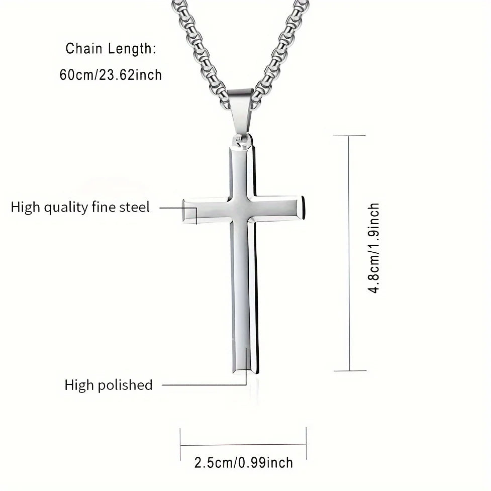 1PC Stainless Steel Minimalism Christian Prayer Necklace for Boys