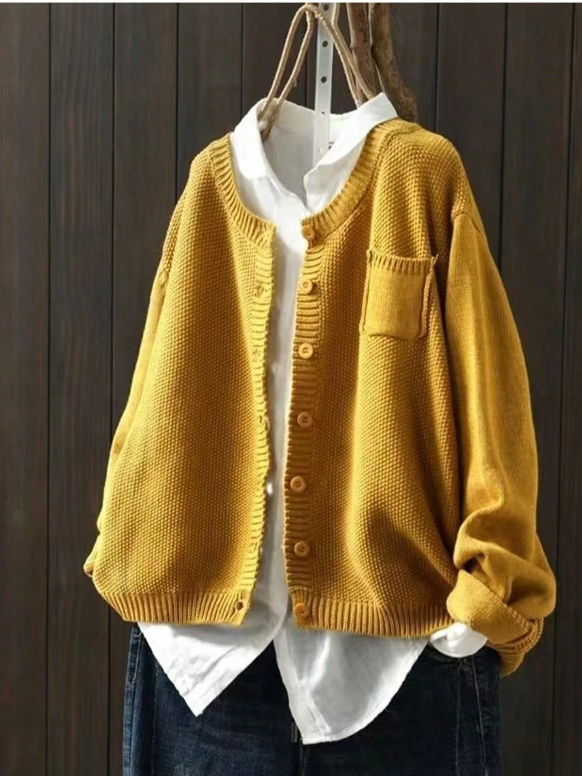 Plus Size Women's Casual Spring Autumn Knit Cardigan Coat With Pockets