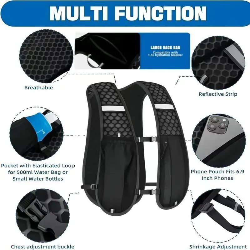 Running Hydration Vest for Women and Men, Water-Resistant, Breathable,