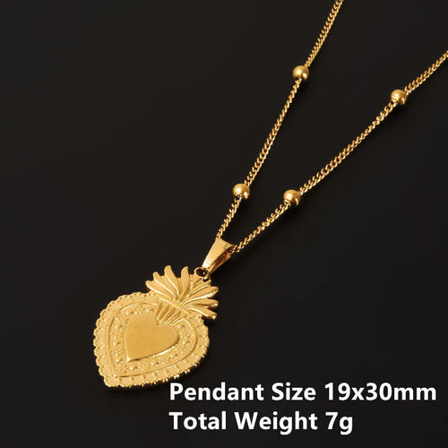 1Pc Religious Christian Catholic Sacred Heart Pendant Necklaces