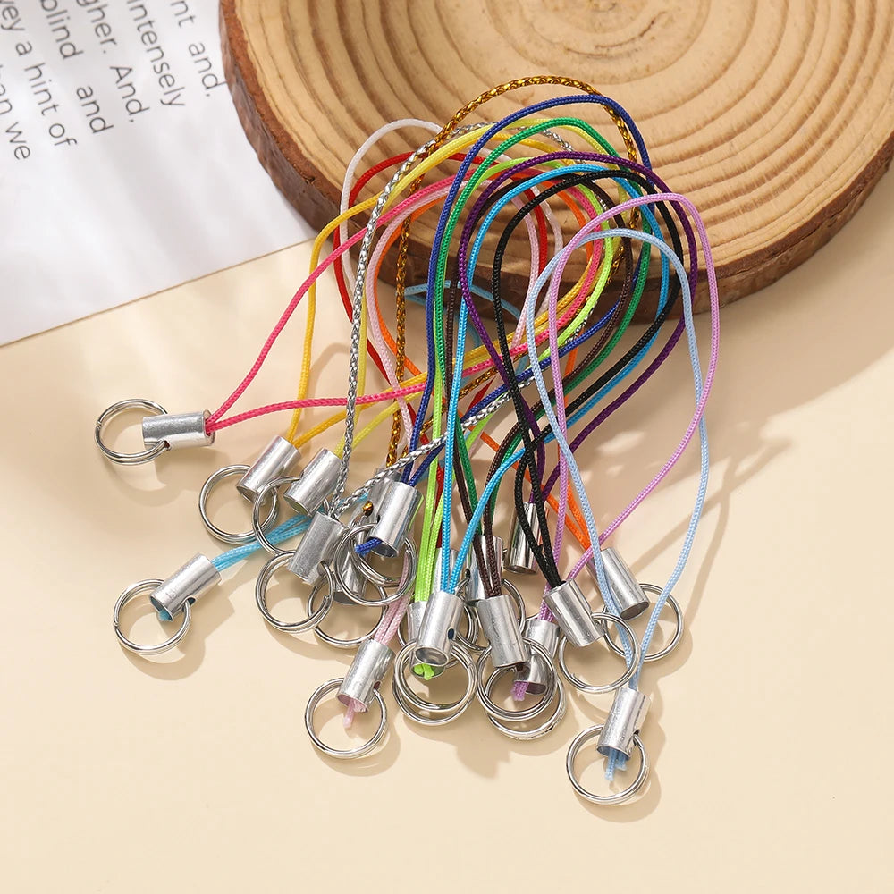 20/50Pcs Polyester Cord with Double Jump Ring Lanyard Rope for