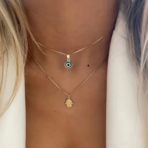 Zircon Evil Eye Necklace for Women Gold Color Choker Chain Turkish