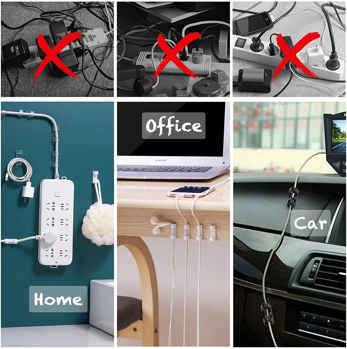 Cable Clips Organizer Drop Wire Holder Cord Management Self-Adhesive