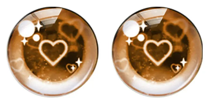 5pairs/lot Round Brown Heart Eyes Pupils Photo Glass Cabochon Cartoon