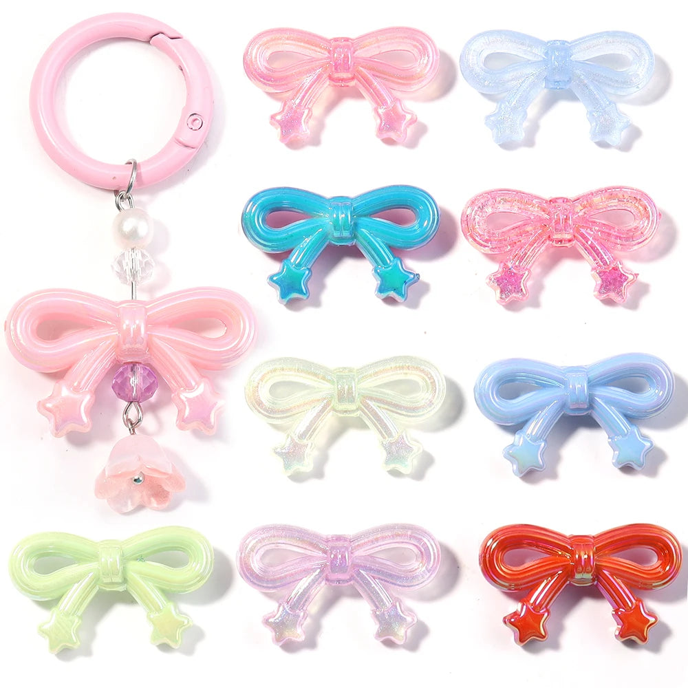 10pcs/lot Colorful Bow Acrylic Beads Sweet Bowknot Charms Loose Spacer