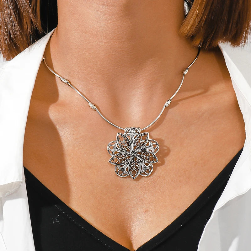 Aihua Bohemia Turquoise Stone Necklace for Women Chokers Collier Femme