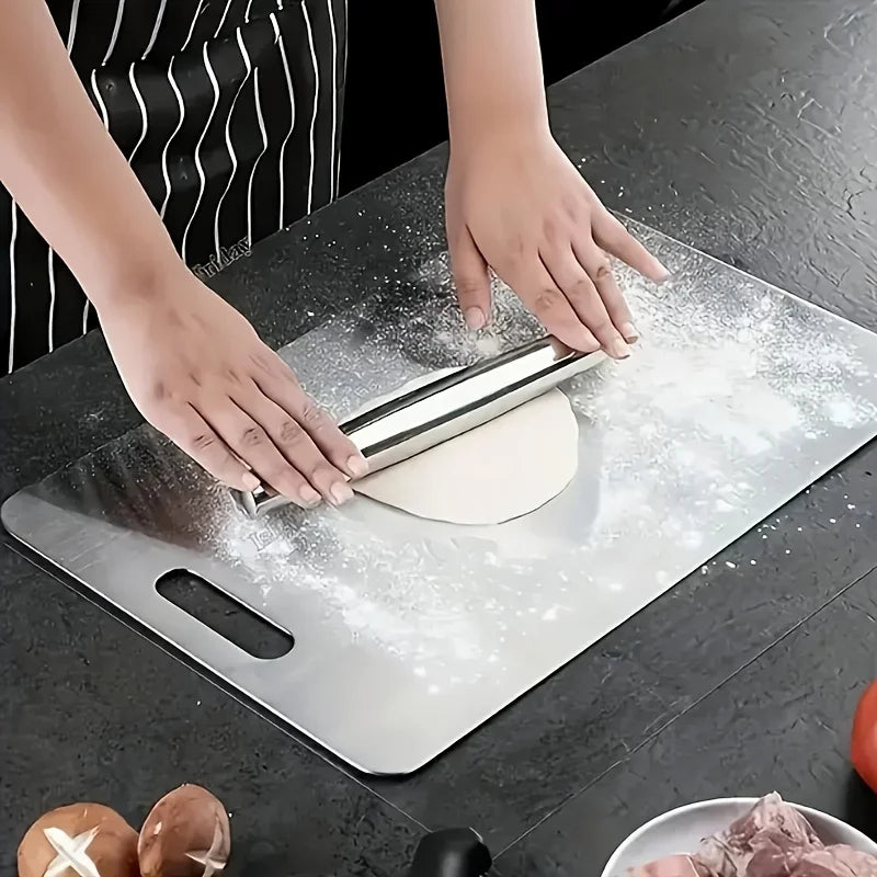 2pcs Stainless Steel Cutting Board Set - Heavy Duty Non-Slip for Meat