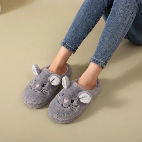A Pair of Brown Plush Capybara Animal-Patterned Furry Home Slippers