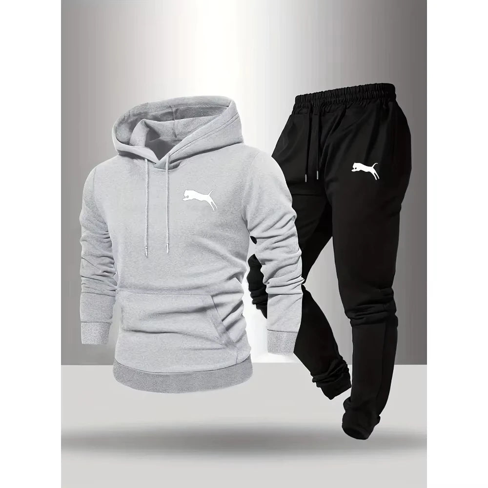 2026 Hot Selling Men's Hooded Sweatshirt & Pants Set Casual Tracksuit