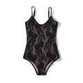 Sexy See Through Lace With Lining Backless Spaghetti Strap Bodysuit