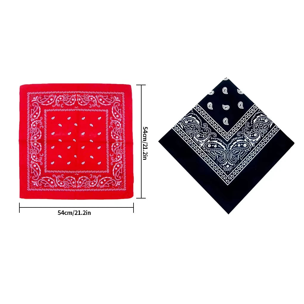 1-4Pcs Fashion Hip Hop Cotton Bandana Square Scarf 54cm*54cm Black Red