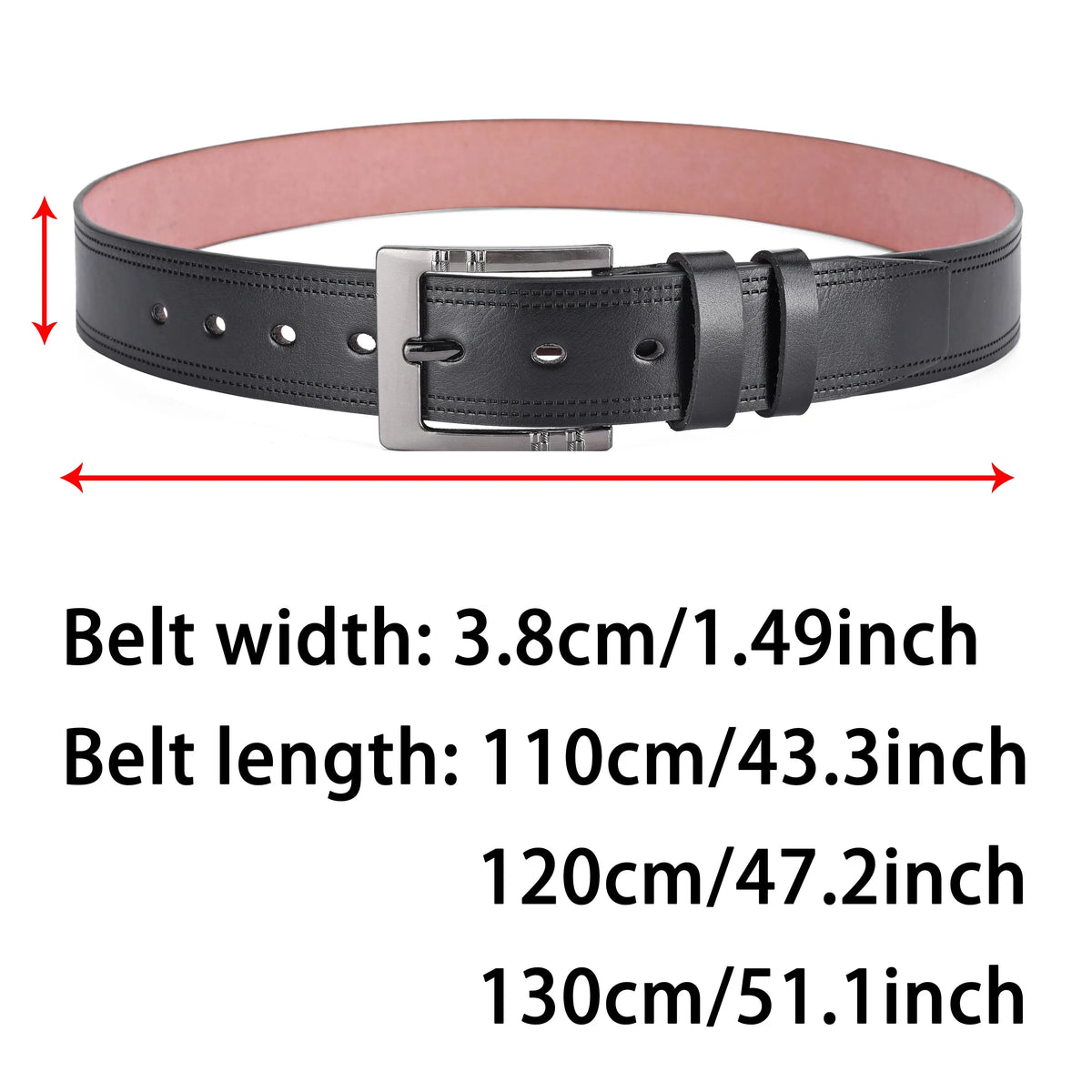 Genuine Leather For Men's High Quality Buckle Jeans Cowskin Casual