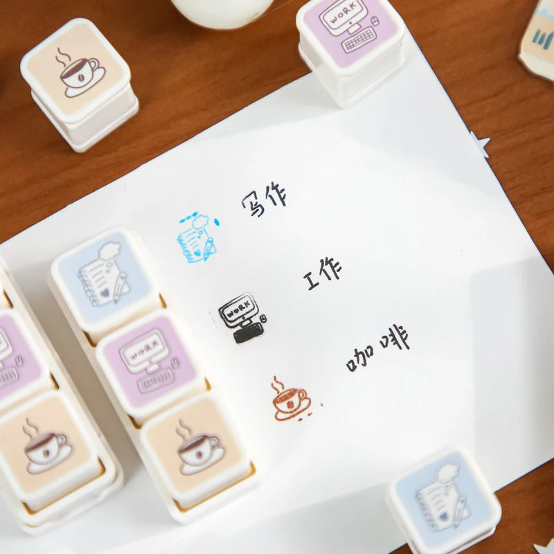 3pcs/set Kawaii Leisure Time Theme Cute Seal Sketching Decoration