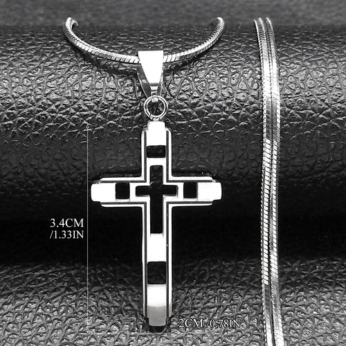 2026 Hip Hop Cross Stainless Steel Chain Necklaces Gold Color Long