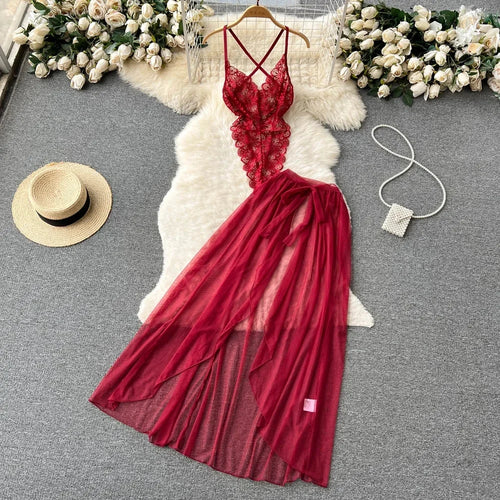 Women's Sexy Bow Lace-Up Sensual Dress Set Fashion Uniform - Trendy