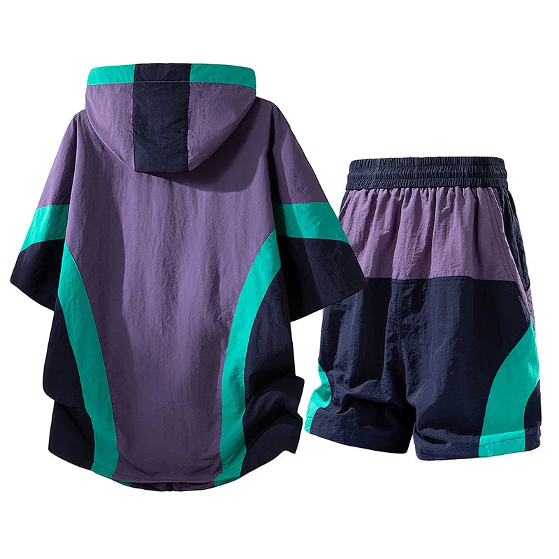 Summer Style Quick-Drying Shirt and Shorts Set for Men Sun Protection