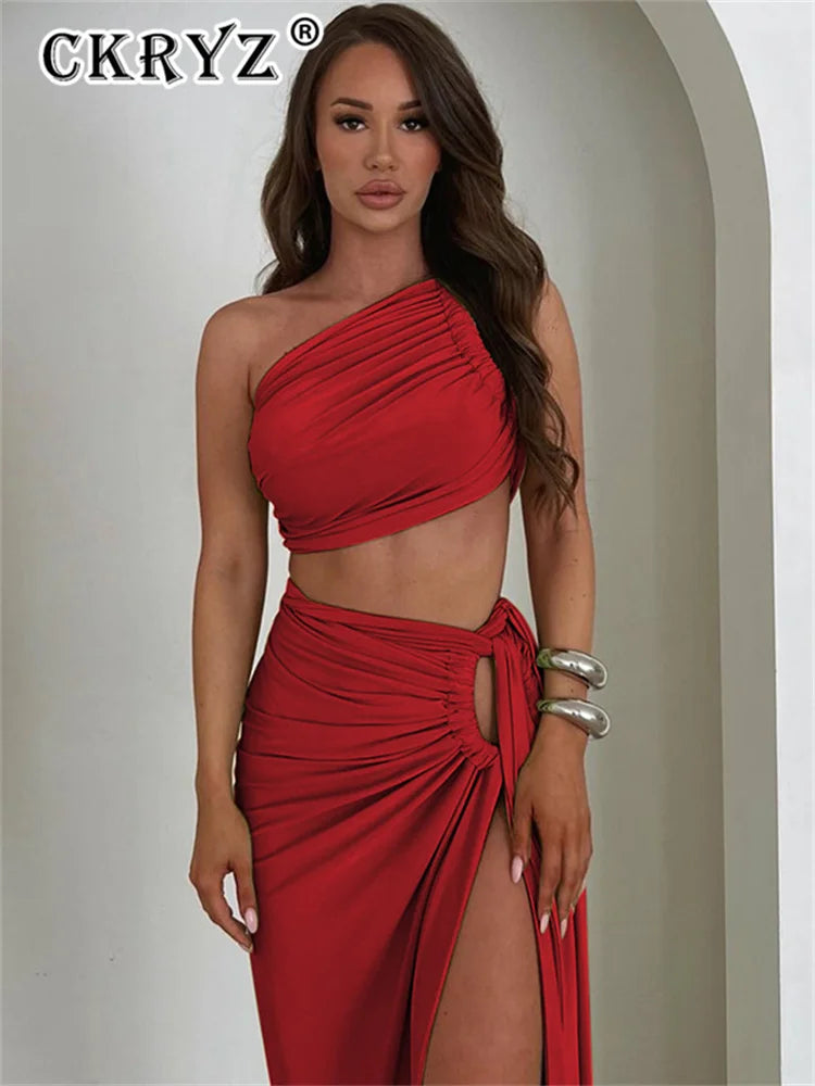 Ladies Summer 2 Pieces Set Women Sleeveless Backless Strap Spit Crop