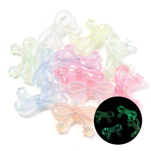10pcs/lot Colorful Bow Acrylic Beads Sweet Bowknot Charms Loose Spacer