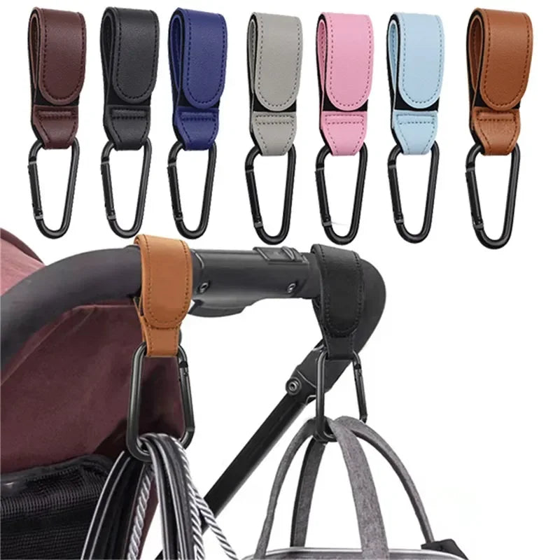 1/2pcs PU Leather Baby Stroller Hook for Pram Rotate 360 Degree