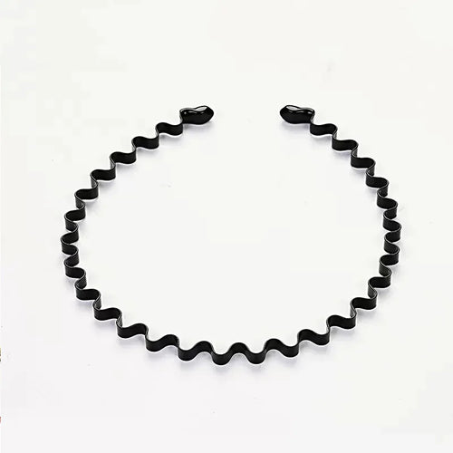 Unisex Black Elastic Non Slip Simple Metal Headbands For Men Women