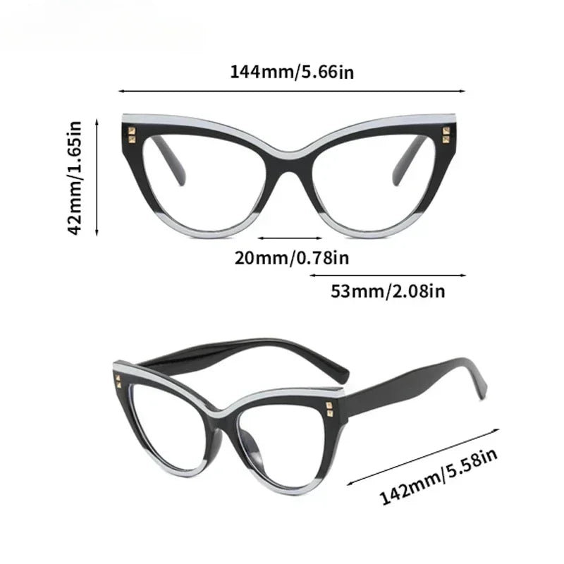 Stylish Cat Eye Reading Glasses for Women Unisex Trendy Ani-blue Light