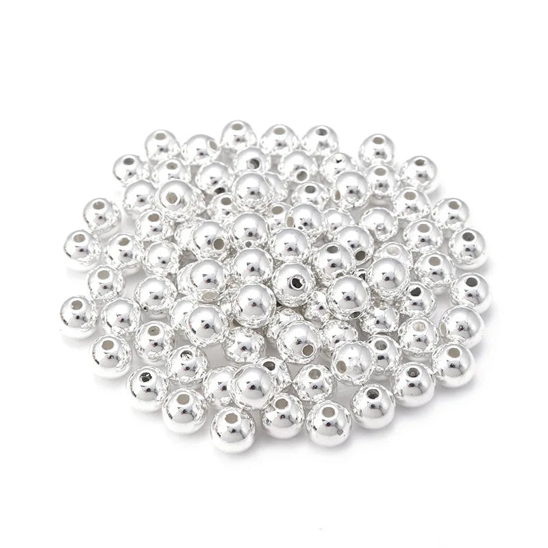 Genuine 925 Sterling Silver Round Beads Spacer Beads Jewelry Making