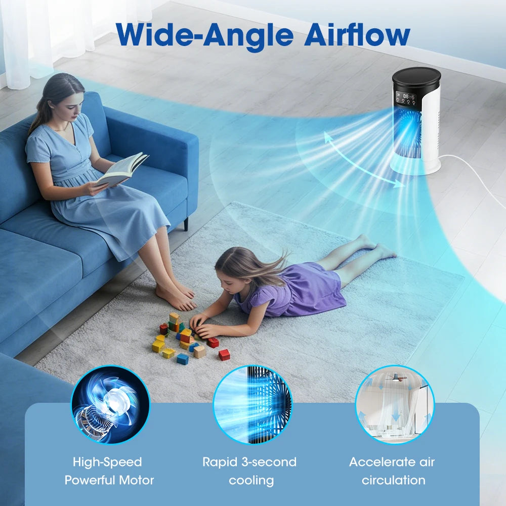 Portable Air Conditioning Fan 6 Speeds USB Mini Air Conditioner Timing