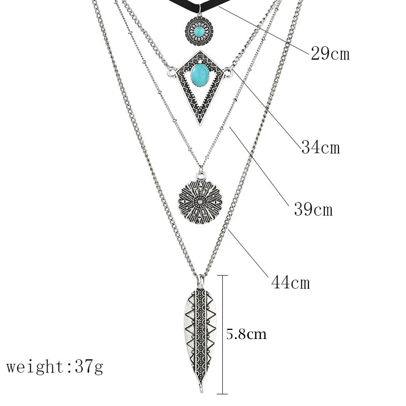 Fashion Bohemian Long Chain Necklace Women Collares Collier Vintage