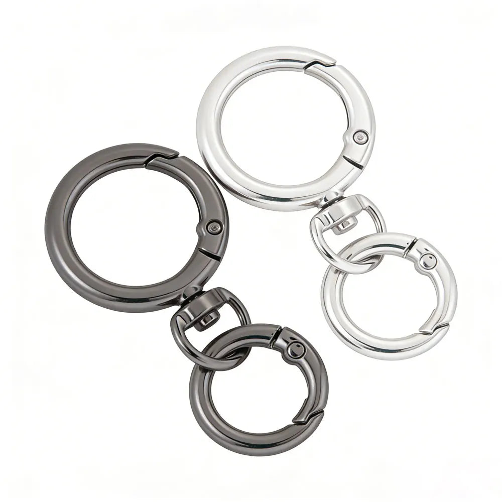 2Sets Round Spring Snap Carabiner Clip O Rings Swivel Trigger Hook