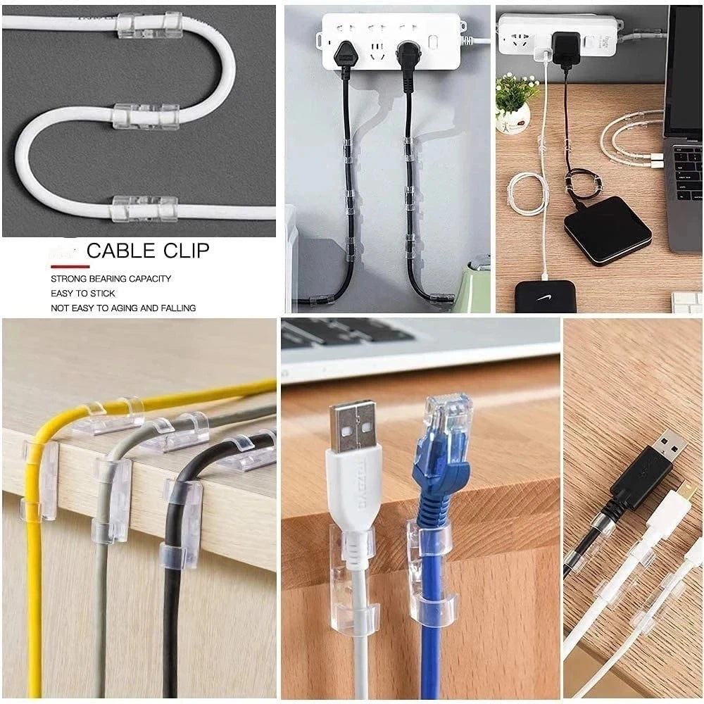 Cable Clips Organizer Drop Wire Holder Cord Management Self-Adhesive
