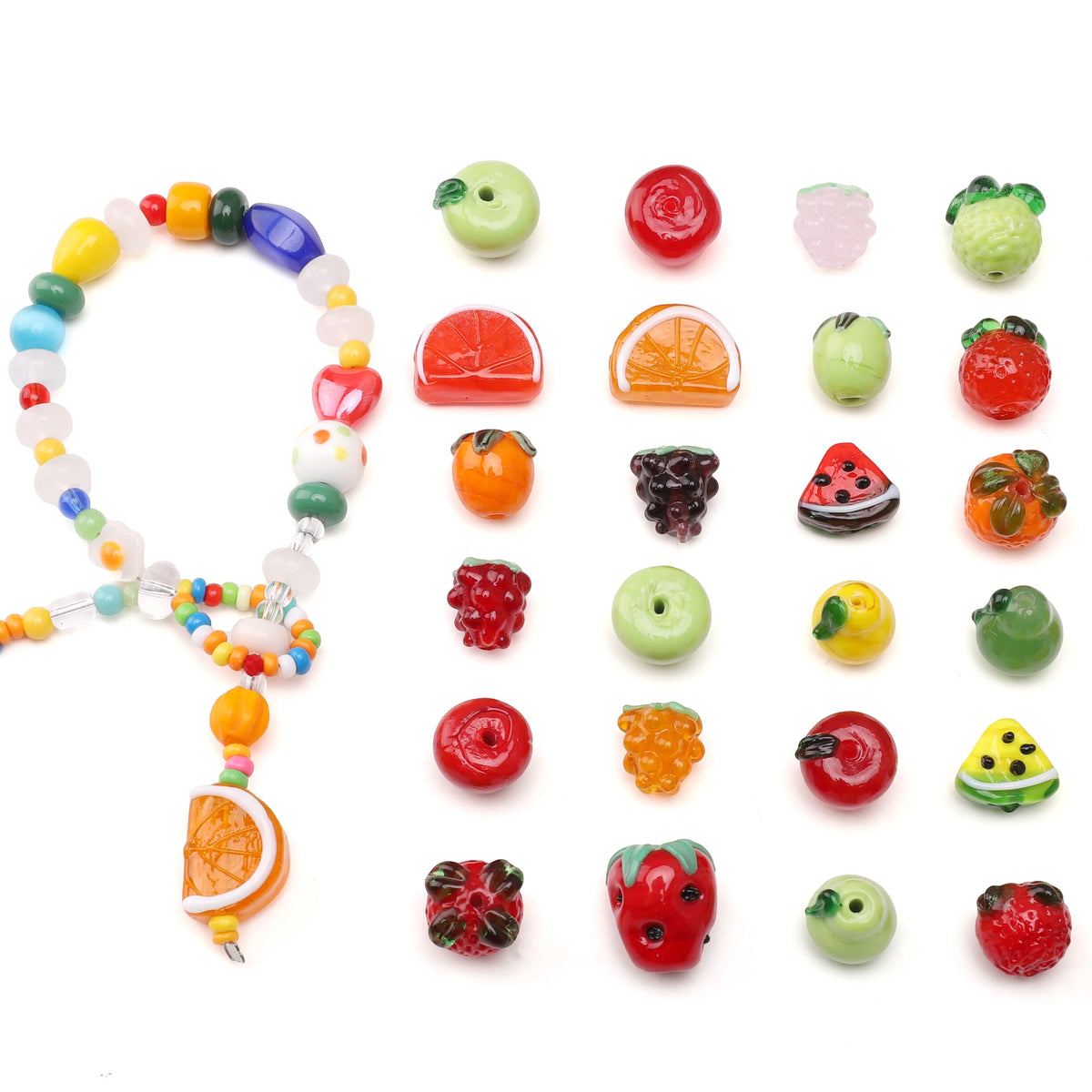 Fruit Beads Gass Beads Cute Loose Spacer Beading Lemon for Earring