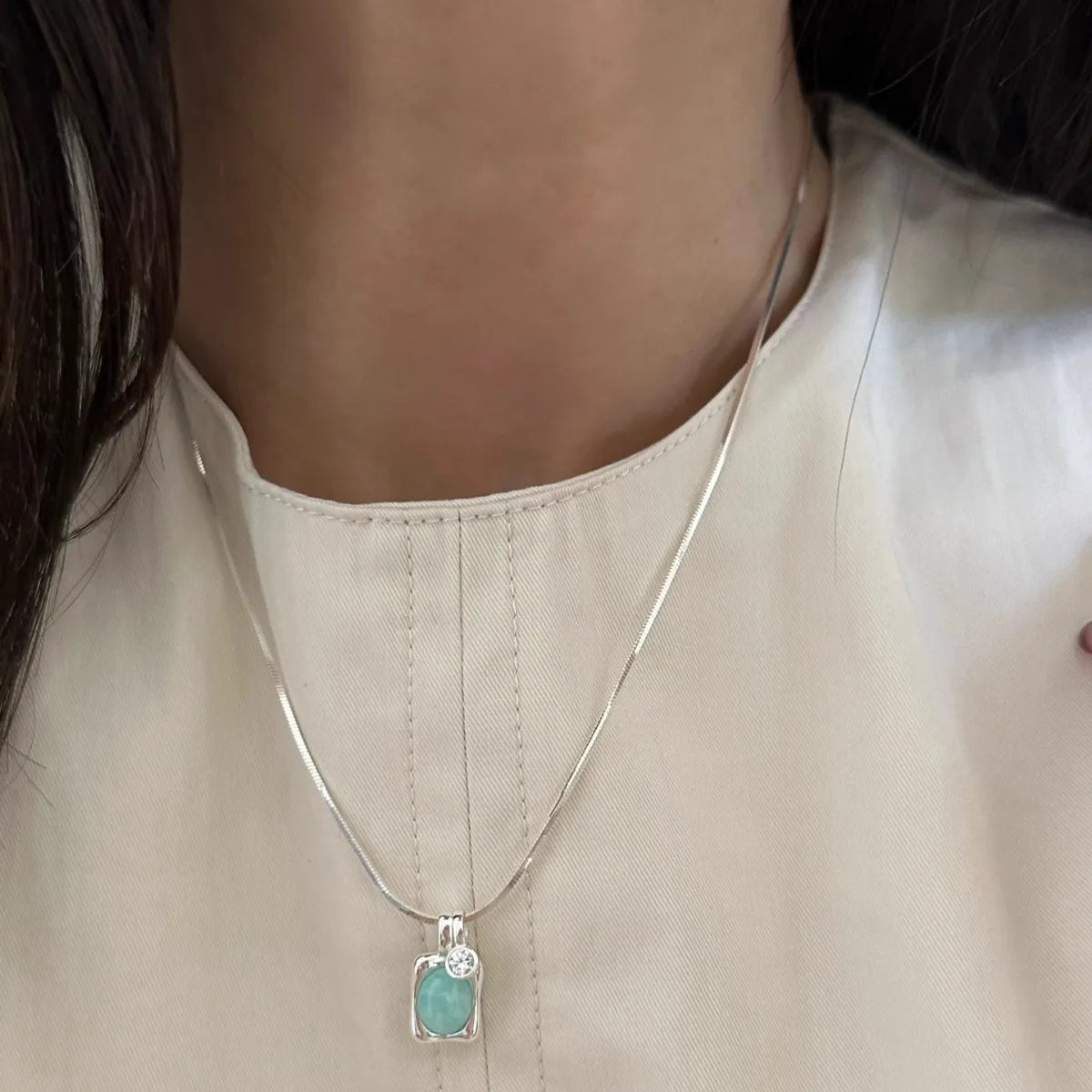 XIYANIKE Sweet Green Stone Necklace For Women Girl Fashion New Jewelry