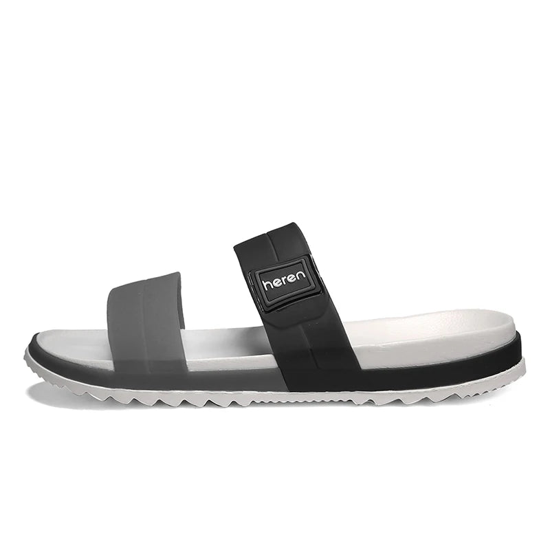 Men's Double Band Slide Sandals Open Toe Casual Flat Slippers Non‑Slip