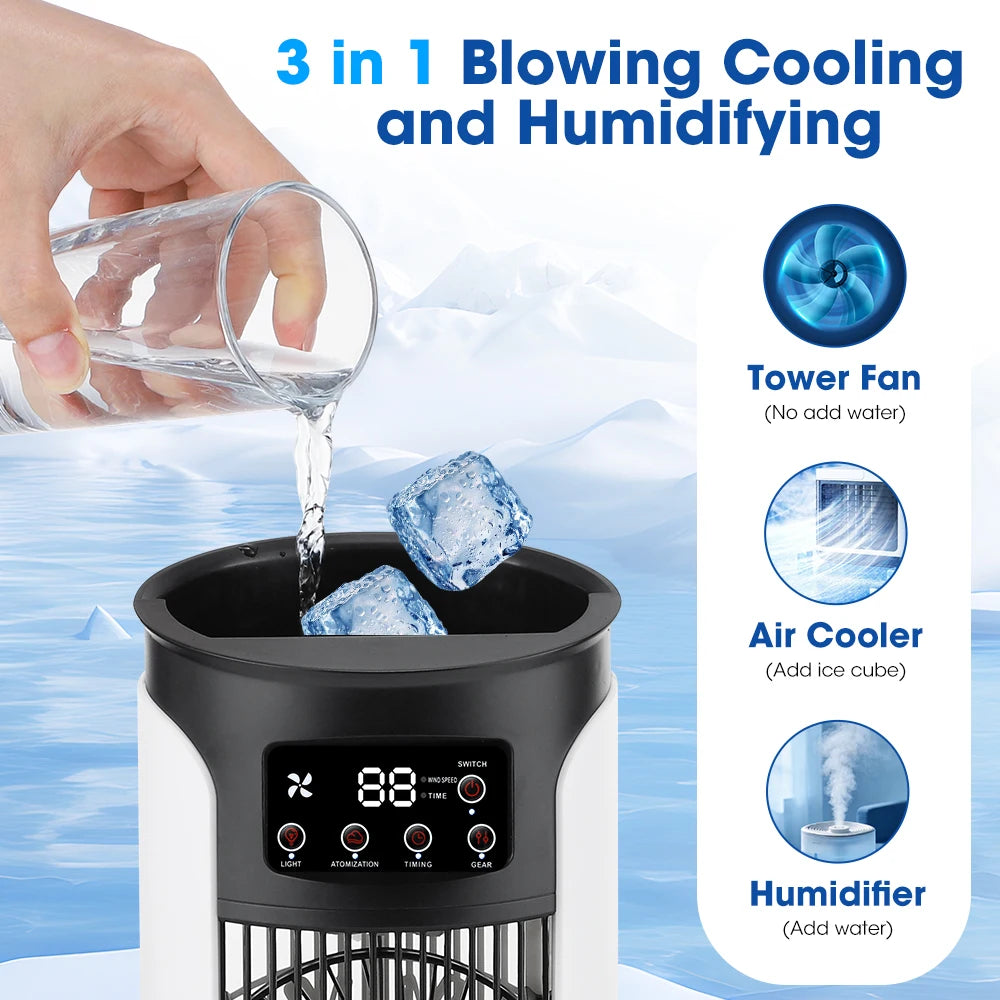 Portable Air Conditioning Fan 6 Speeds USB Mini Air Conditioner Timing