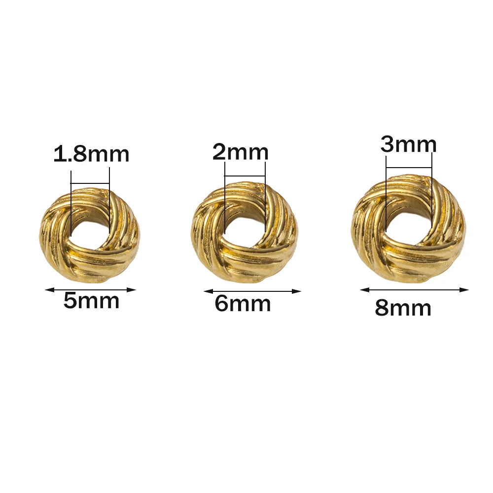 10pcs PVD Stainless Steel Striped Cut Flower Large Hole Beads Earring