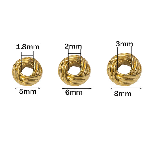 10pcs PVD Stainless Steel Striped Cut Flower Large Hole Beads Earring