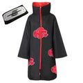 Anime Akatsuki Cosplay Costume Red Cloud Robe with Necklace Headband