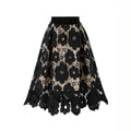 Summer Boho Lace Skirts Women Vintage Mesh Hollow Out Plus Size Skirt