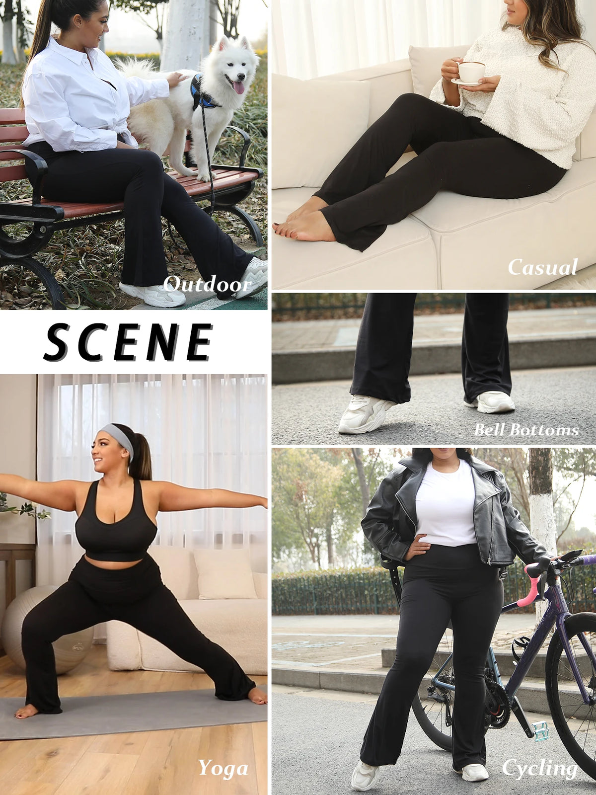 Plus Size Women's Super Soft High Waisted Flare Pants, Leggings Tummy