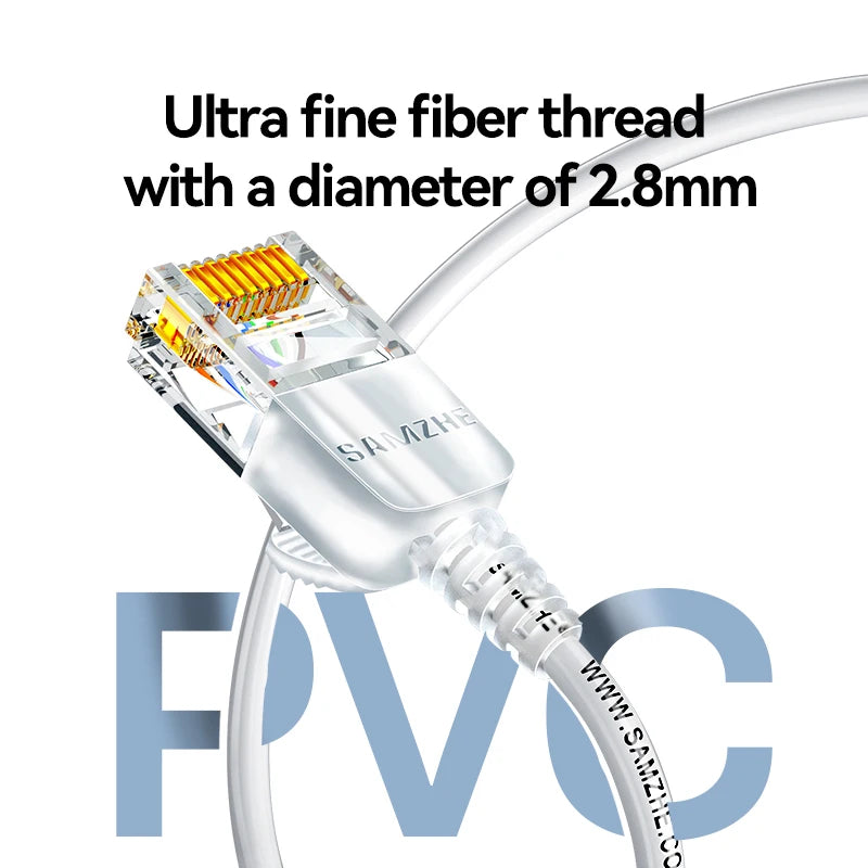 SAMZHE Slim Cat6A RJ45 Internet Cable High Speed 10Gbps 31AWG Support