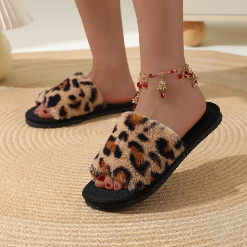 Fashion Women Slippers Cotton Plush Warm Female Light EVA Flat Bottom