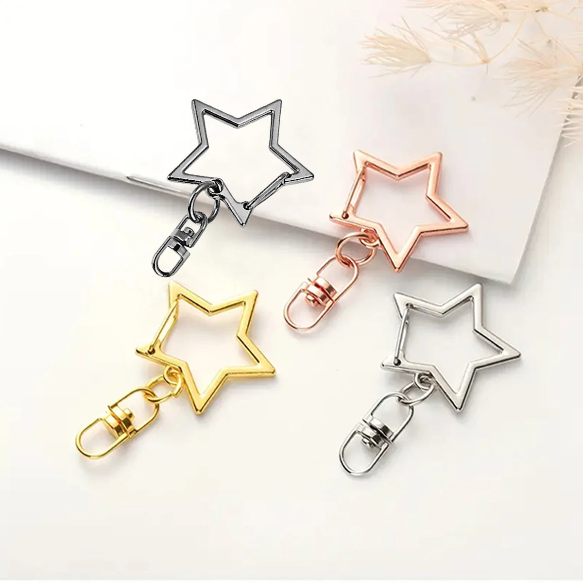 5/15/25/50 Sets Star Shaped Snap Keychain Lobster Claw Clasp with