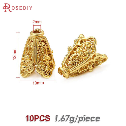 10PCS 18K Gold Color Brass Speaker Shape Beads Caps High Quality Diy